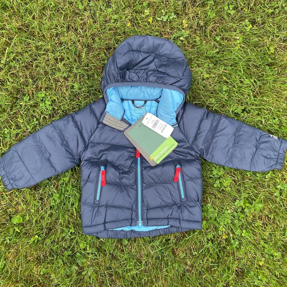 NWT L.L. Bean Ultralight Hooded 650 Down Jacket Coat /Carbon Navy (6-12 Months)